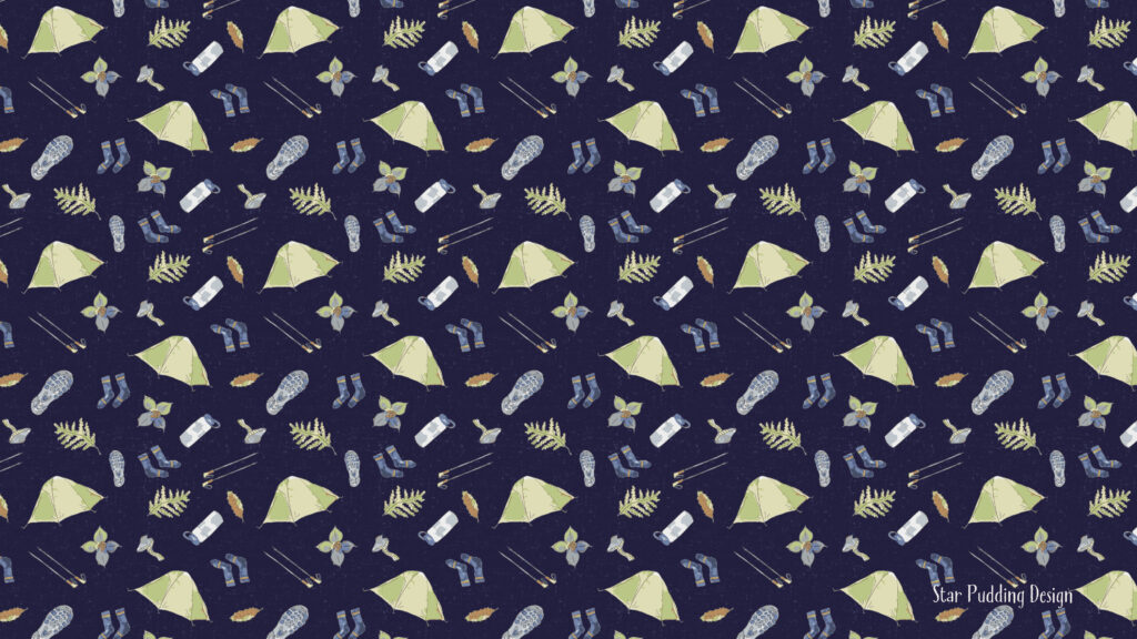 The camping trip pattern as a computer screen wallpaper download.