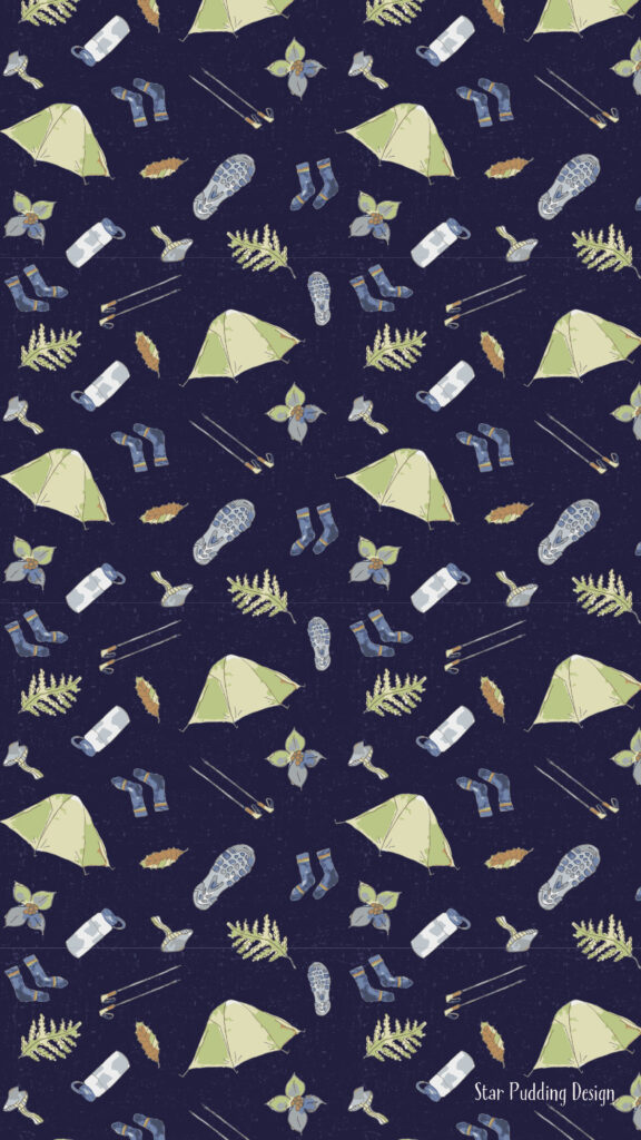 The camping trip pattern as a phone screen wallpaper download.