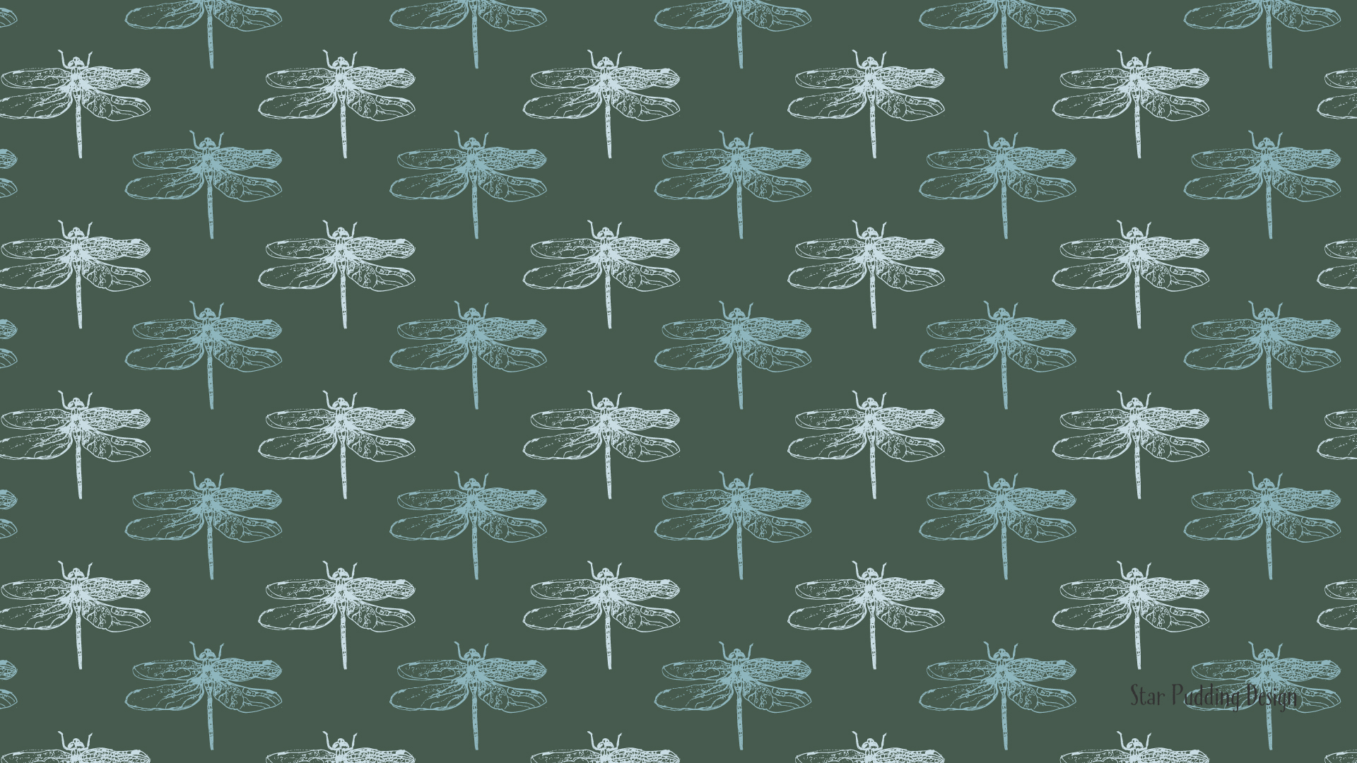 July Digital Wallpaper: Green Dragonfly